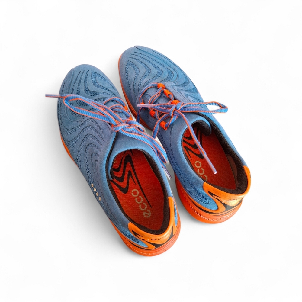 ECCO Mens S-Drive Spikeless Golf Leather Shoe Blue Orange Colorway HTF - Picture 3 of 7